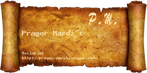 Prager Marót névjegykártya